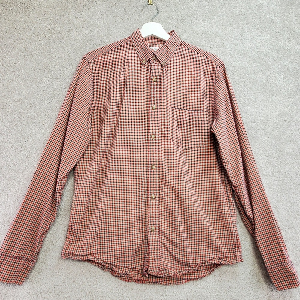J Crew Slim Fit Button Down Shirt Mens Medium Gingham‎ Plaid Red Blue Preppy